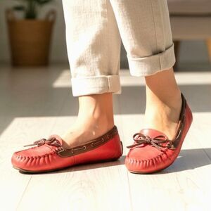 7.5 Sofft Red coral Brown Moccasins flats for Women shoes